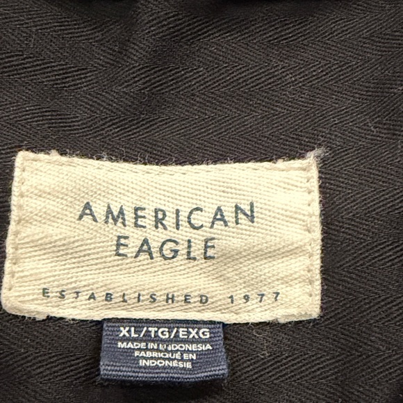 American Eagle Black/Gray Men's Shirt Jacket Flannel Heavyweight Layering - Picture 3 of 6